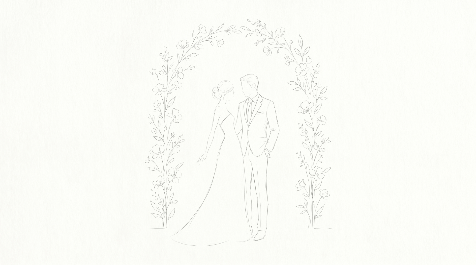 Couple sous une arche florale